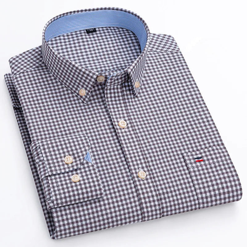 Camisa Masculina Mini Xadrez Manga Longa