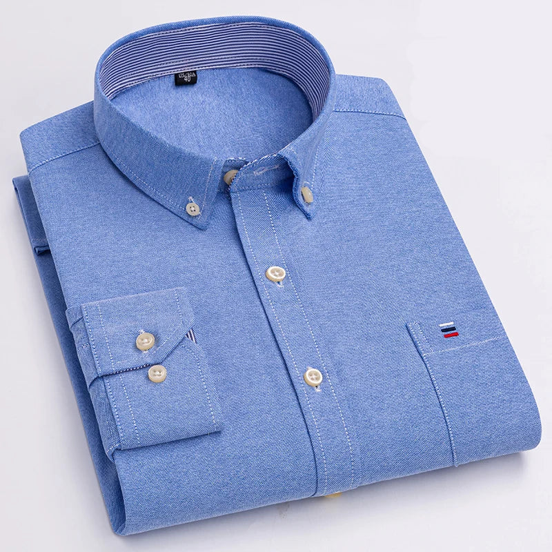 Camisa Masculina Oxford Manga Longa