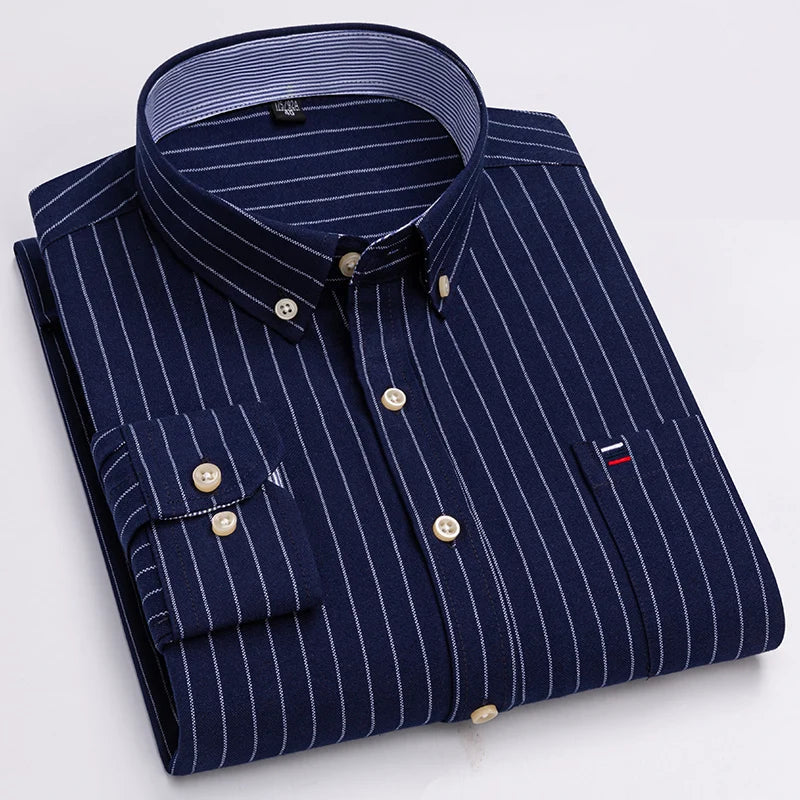 Camisa Masculina Soft Listrada Manga Longa