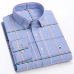 Camisa Masculina Xadrez Azul Manga Longa