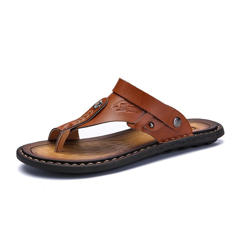 Sandália Masculina de Couro Genuíno